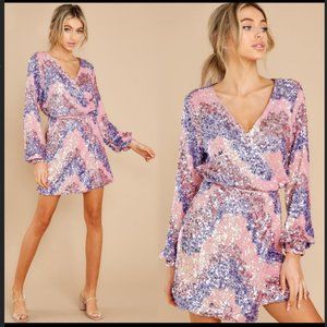 Open Invite Pink Multi Sequin Dress